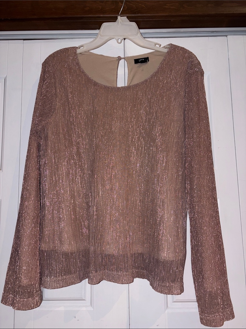 Lipsy Rose Gold Shimmer Long-Sleeve Top